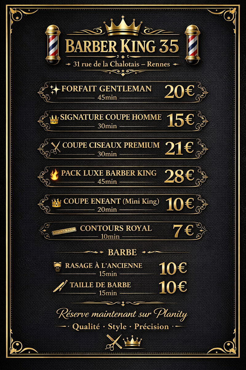 Barber King 35 – Coiffure Barbier Rennes | Avec & sans RDV - Coiffure Rennes - OneBooking